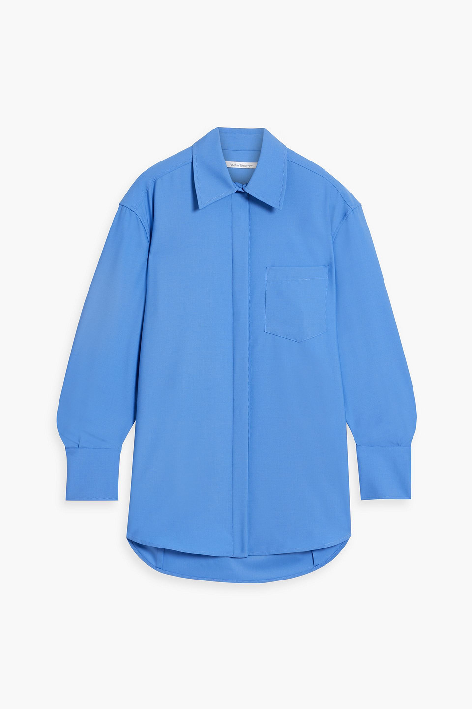 Another Tomorrow Wool Shirt In Azure