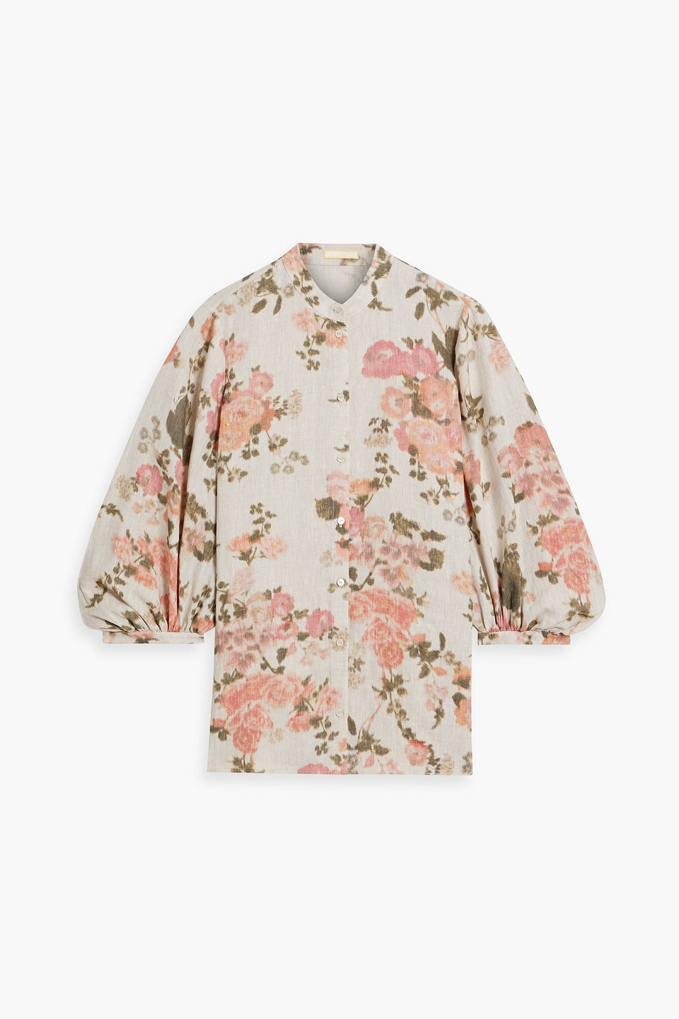 Erdem Ossana Floral-print Linen-gauze Top In Beige