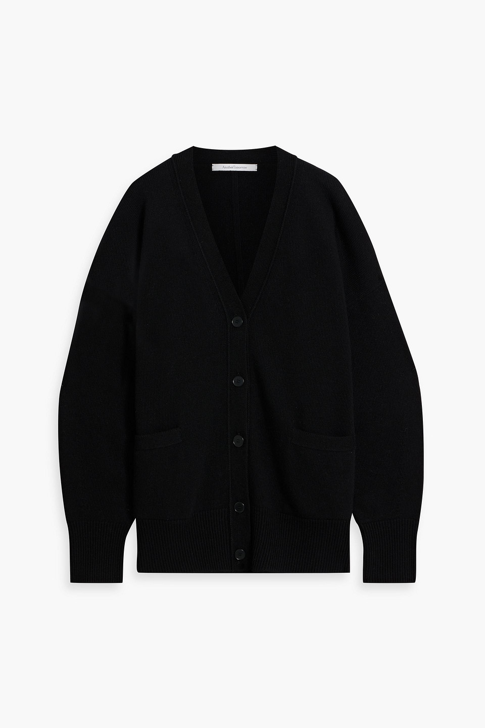Another Tomorrow Cashmere And Wool-blend Cardigan In Black