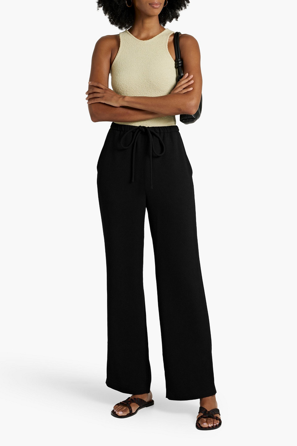 Nanushka Polyka Crepe Straight-leg Pants In Black