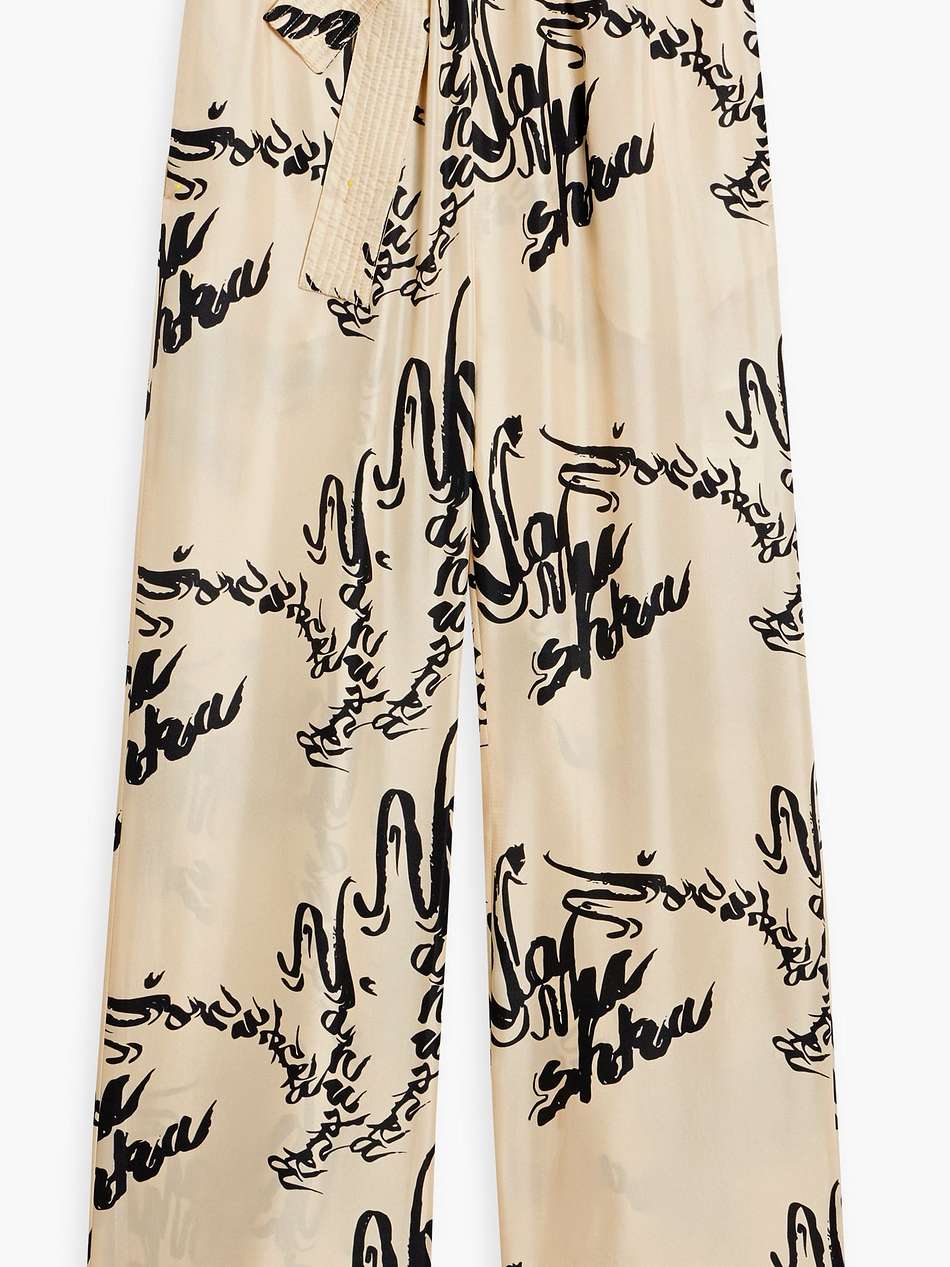 jarine belted printed silk wide-leg pants