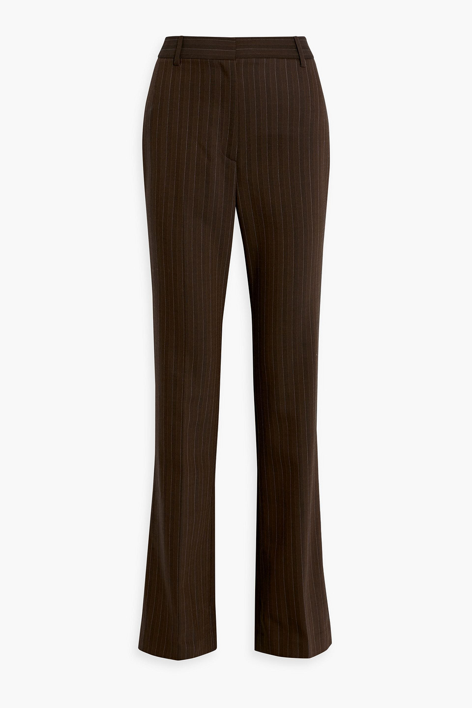 Nili Lotan Corette Pinstripe Stretch-wool Pants In Chocolate