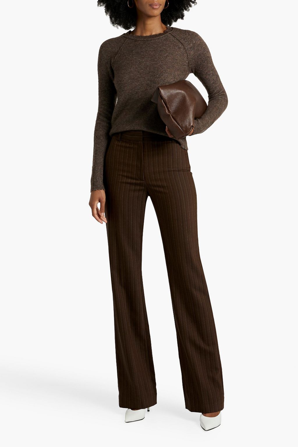 【IONSEOUL】Ovening Stripe Wool Slacks 4FM3336 NILI LOTAN Corette pinstriped wool-blend straight-leg pants