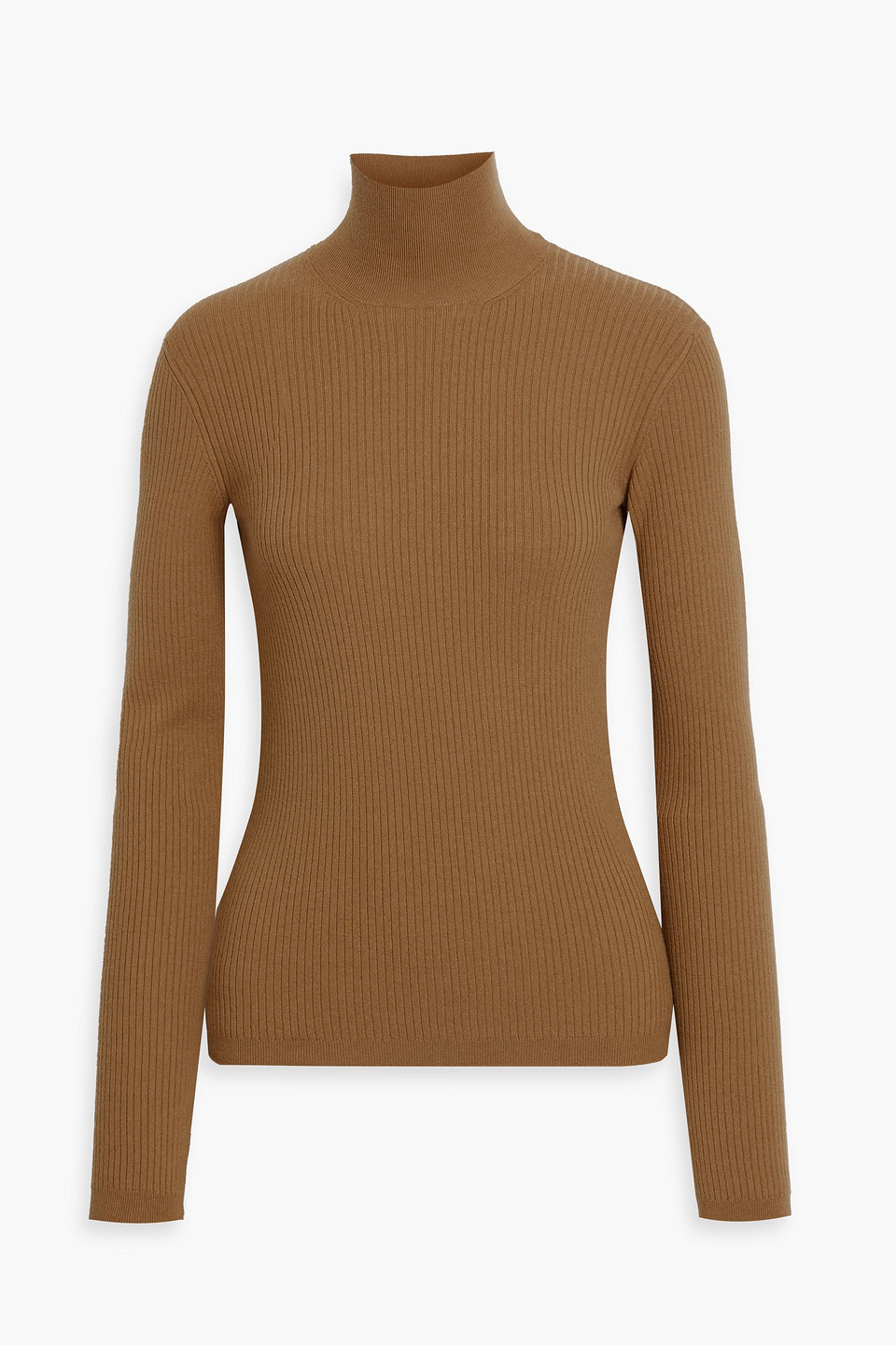 Ribbed wool-blend turtleneck sweater