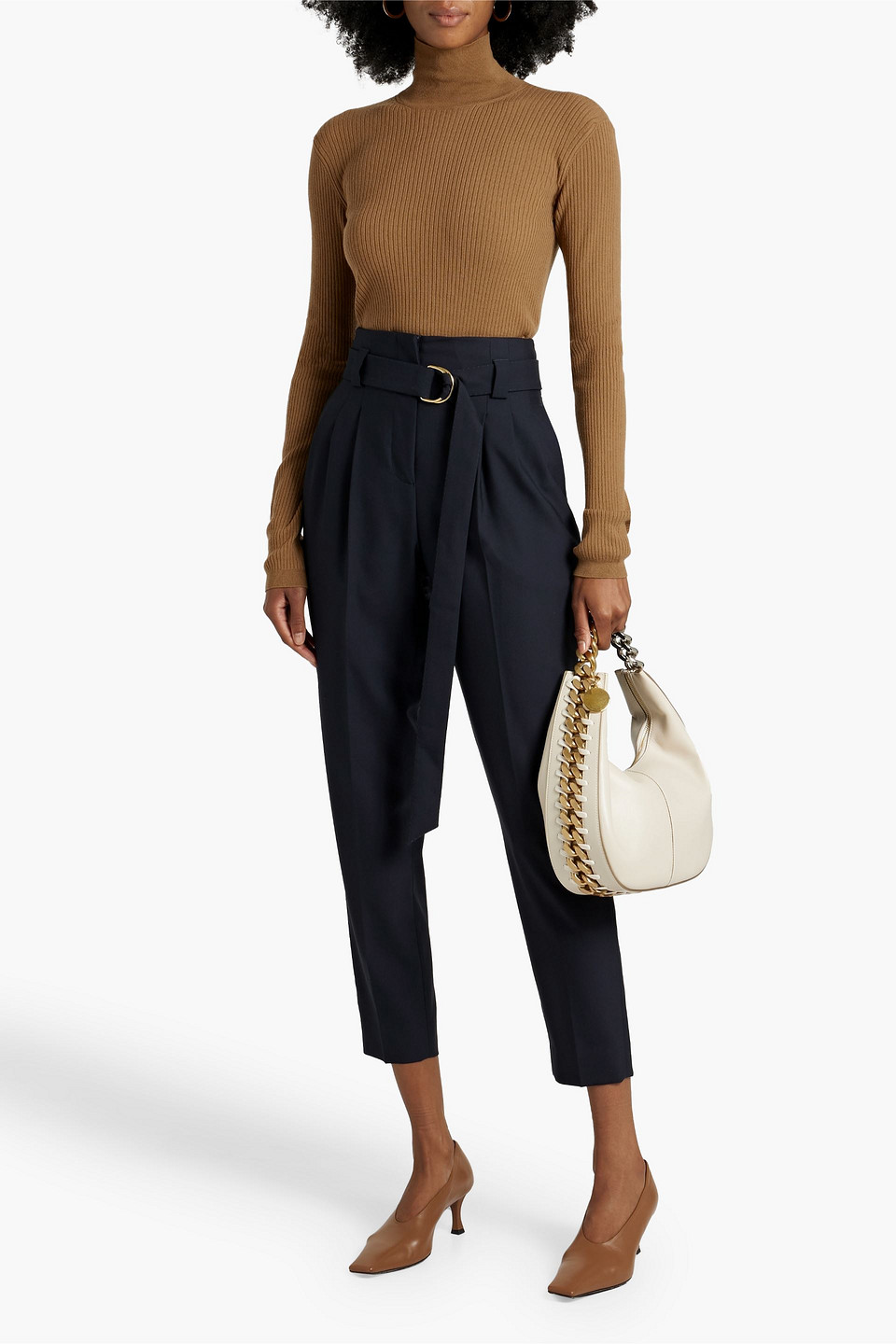 ANOTHER TOMORROW RIBBED WOOL-BLEND TURTLENECK SWEATER