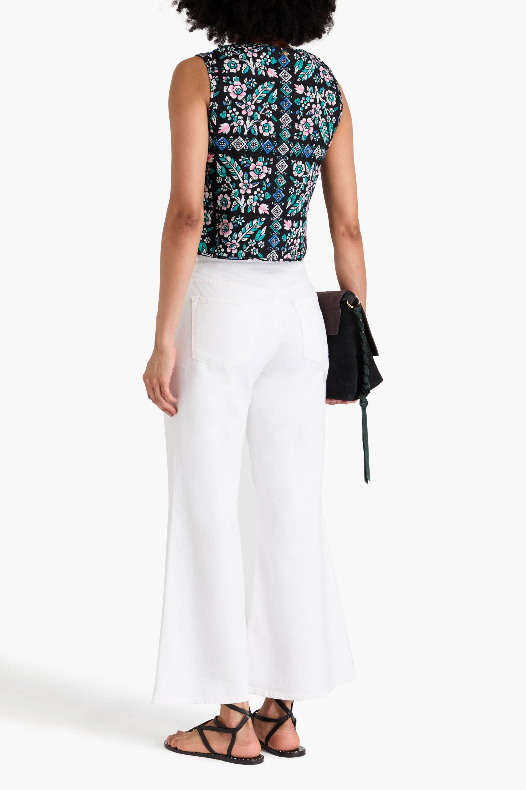 Antik Batik Flora cropped floral-print cotton-gauze vest