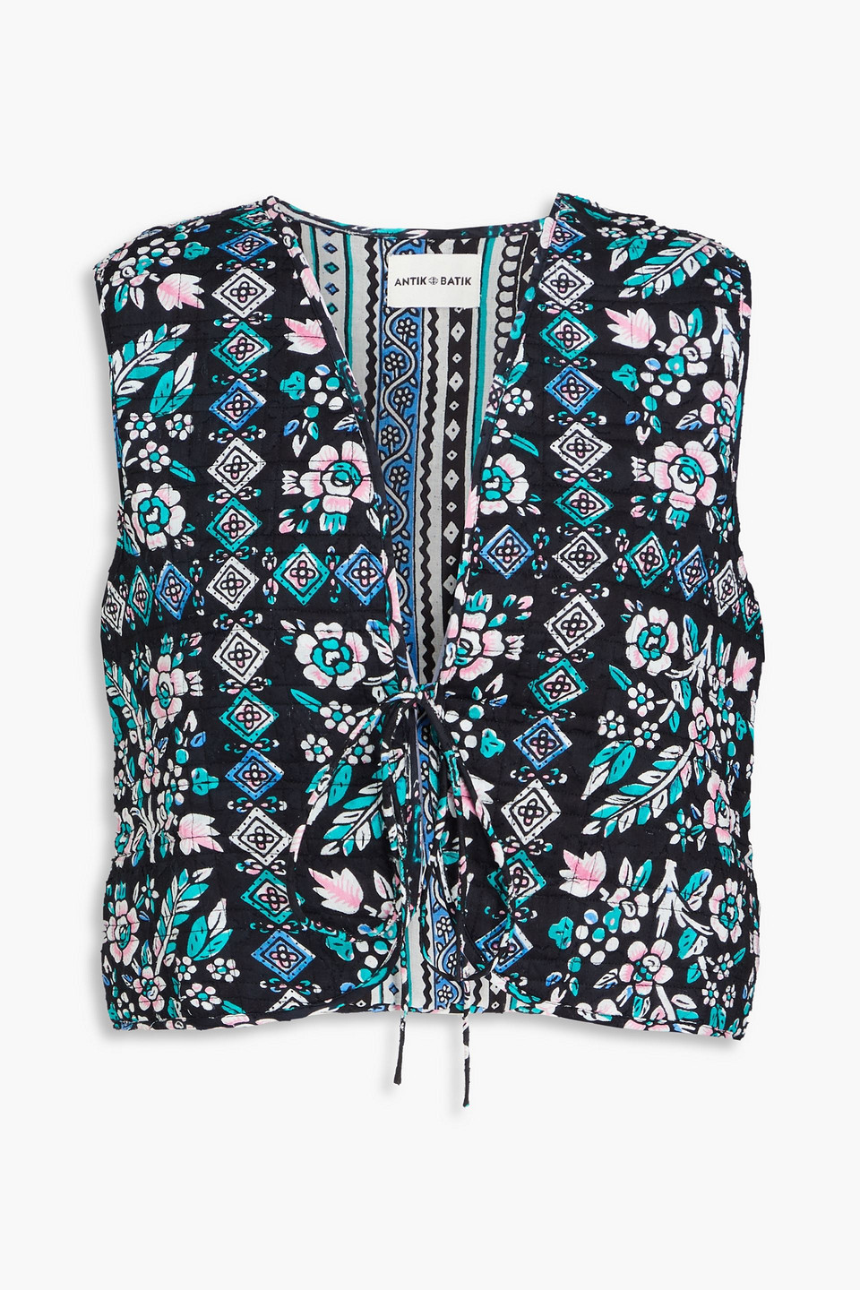 Flora cropped floral-print cotton-gauze vest