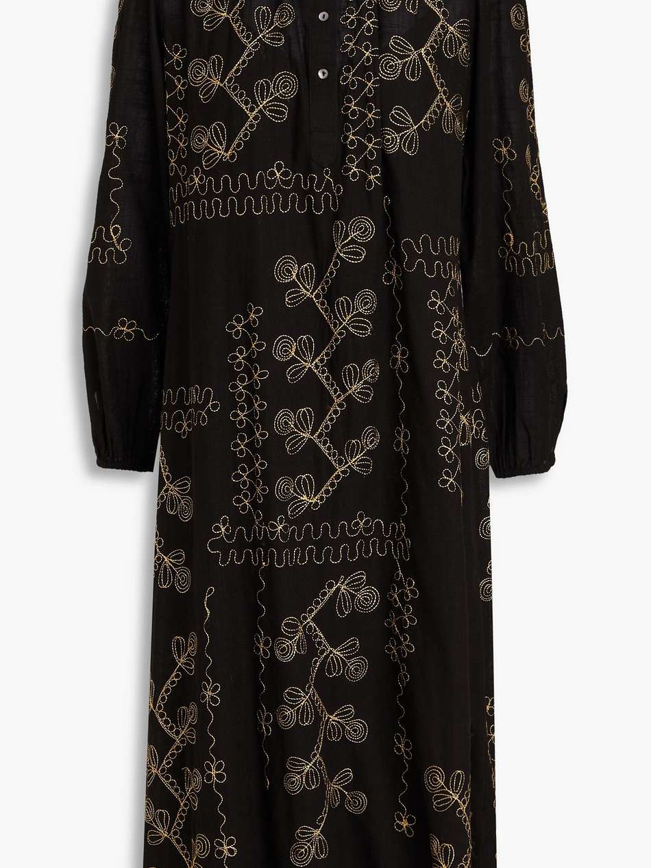 oriane metallic embroidered cotton-gauze midi dress