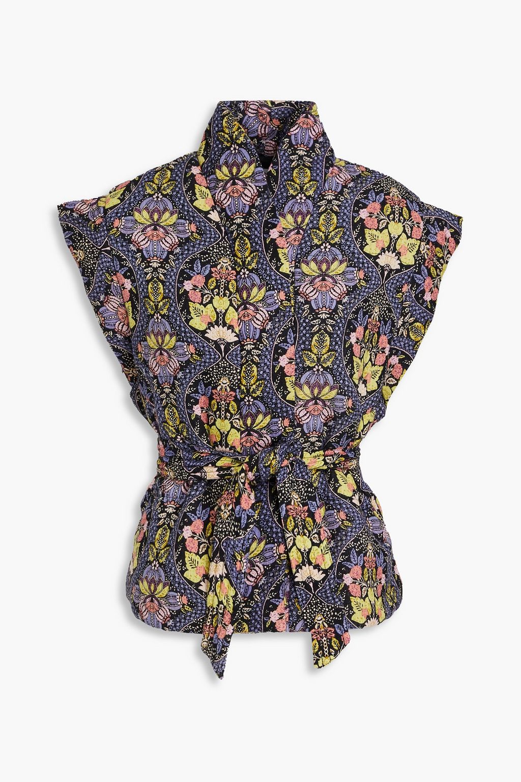 Antik Batik Eros Belted floral print Cotton gauze Vest Women Color Suits FR 40