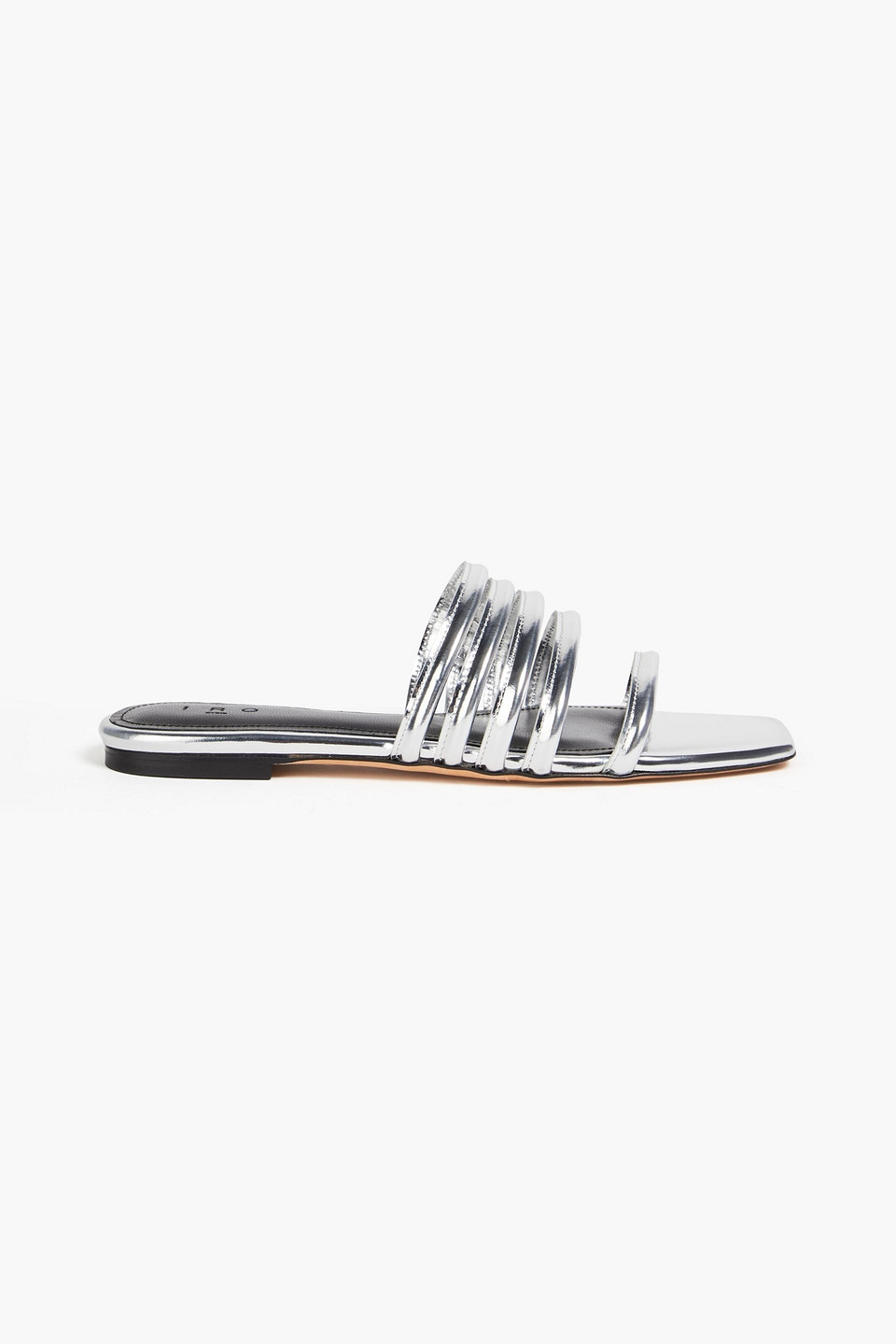 Iro Calista Metallic Leather Sandals In Grey