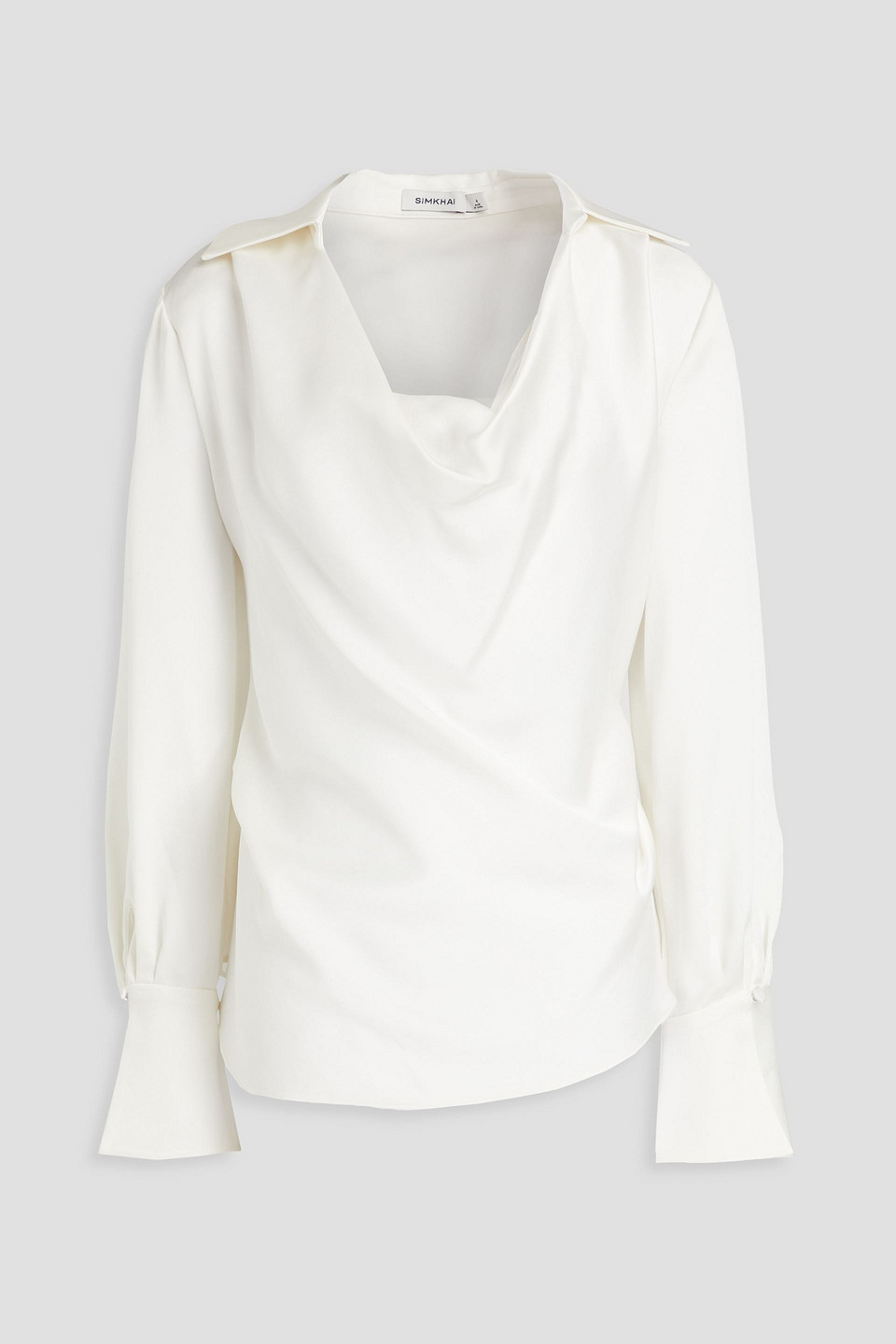 Simkhai Symone Draped Crepe-satin Blouse In Ivory