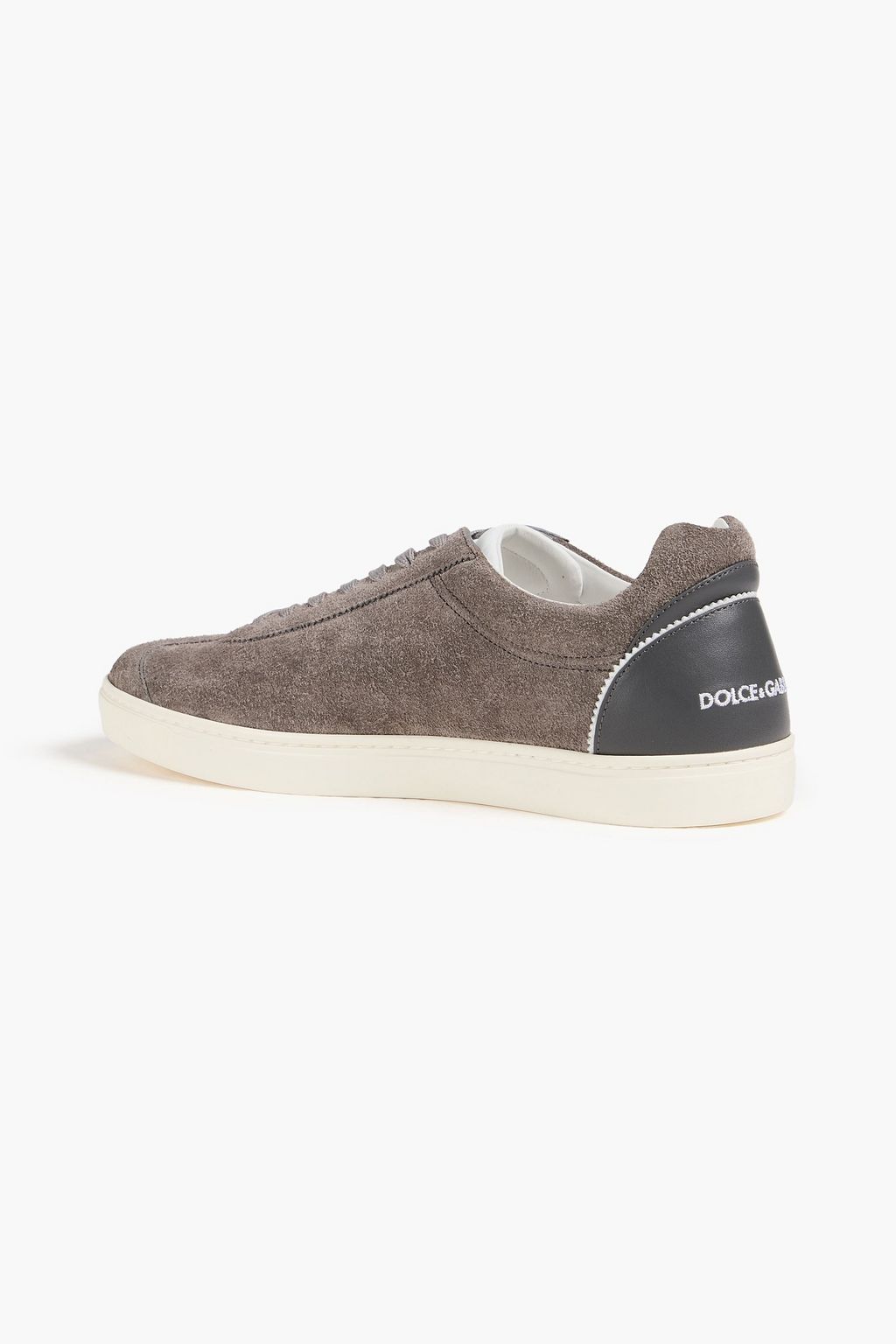 DOLCE&GABBANA Leather-trimmed suede sneakers