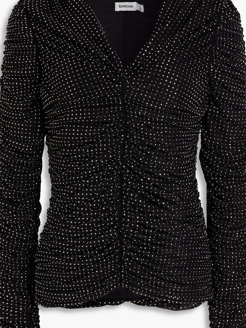 haydon crystal-embellished ruched jersey top