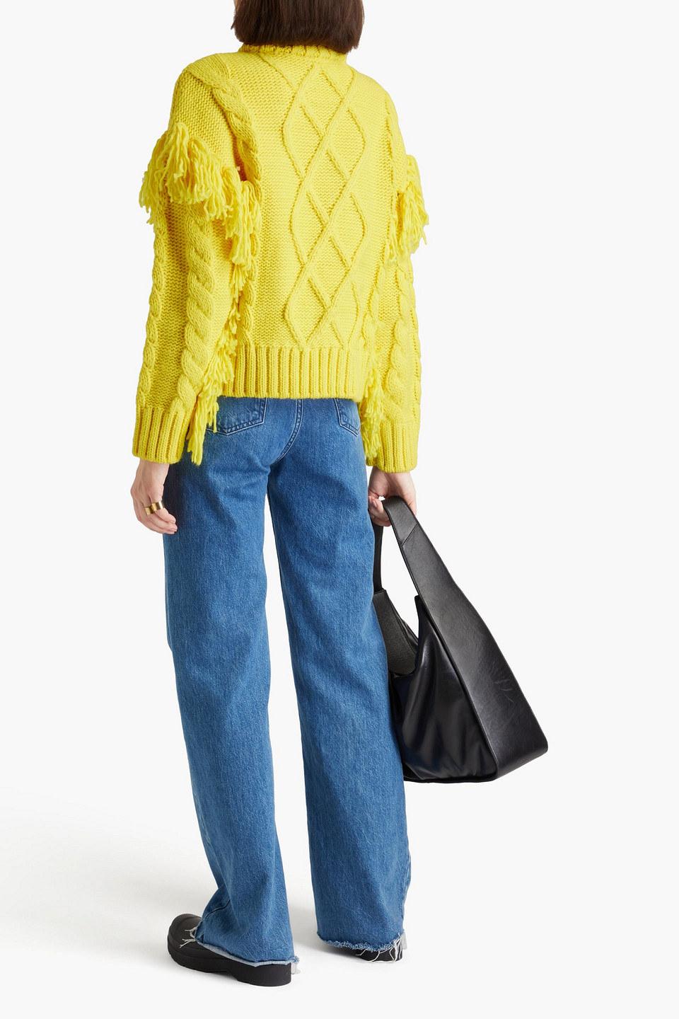 Goldbergh Brit Fringed Cable-knit Turtleneck Sweater In Yellow