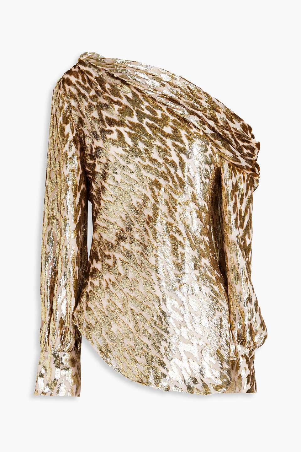Simkhai Luella Leopard-print Blouse In Gold