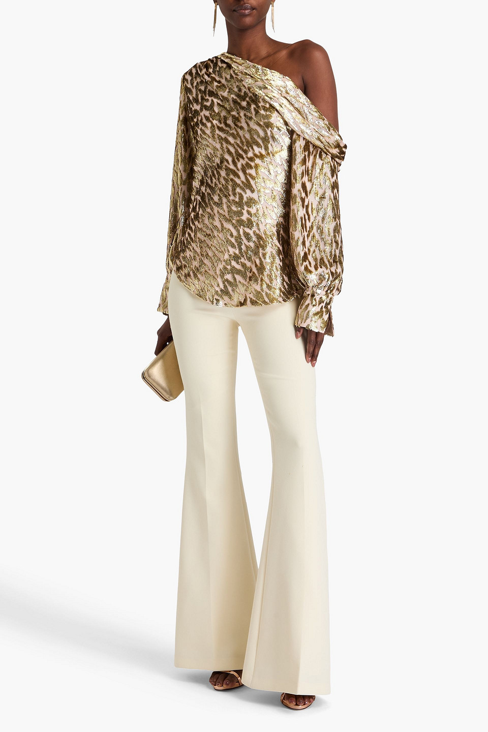 Simkhai Luella Leopard-print Blouse In Gold