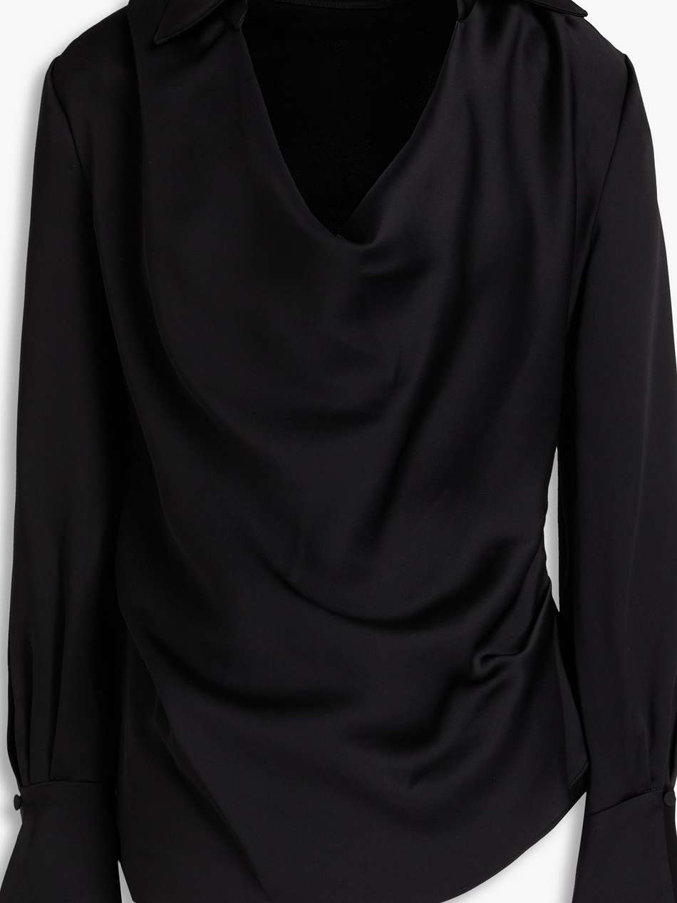 symone draped satin-crepe blouse
