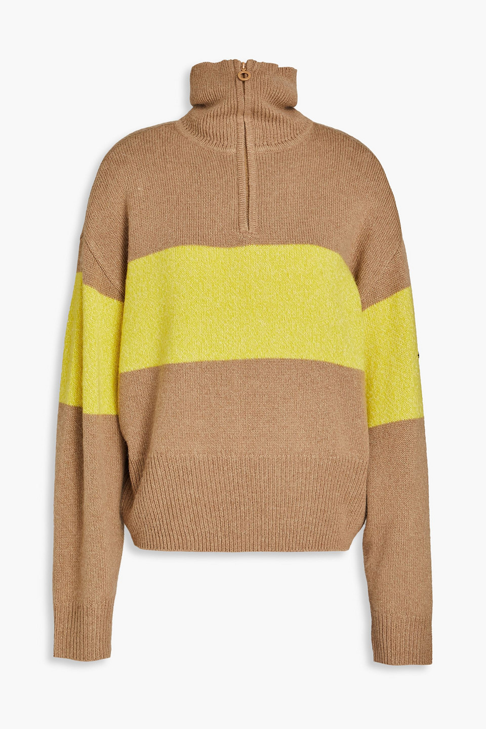 Goldbergh Jules Two-tone Knitted Half-zip Sweater In Light Brown