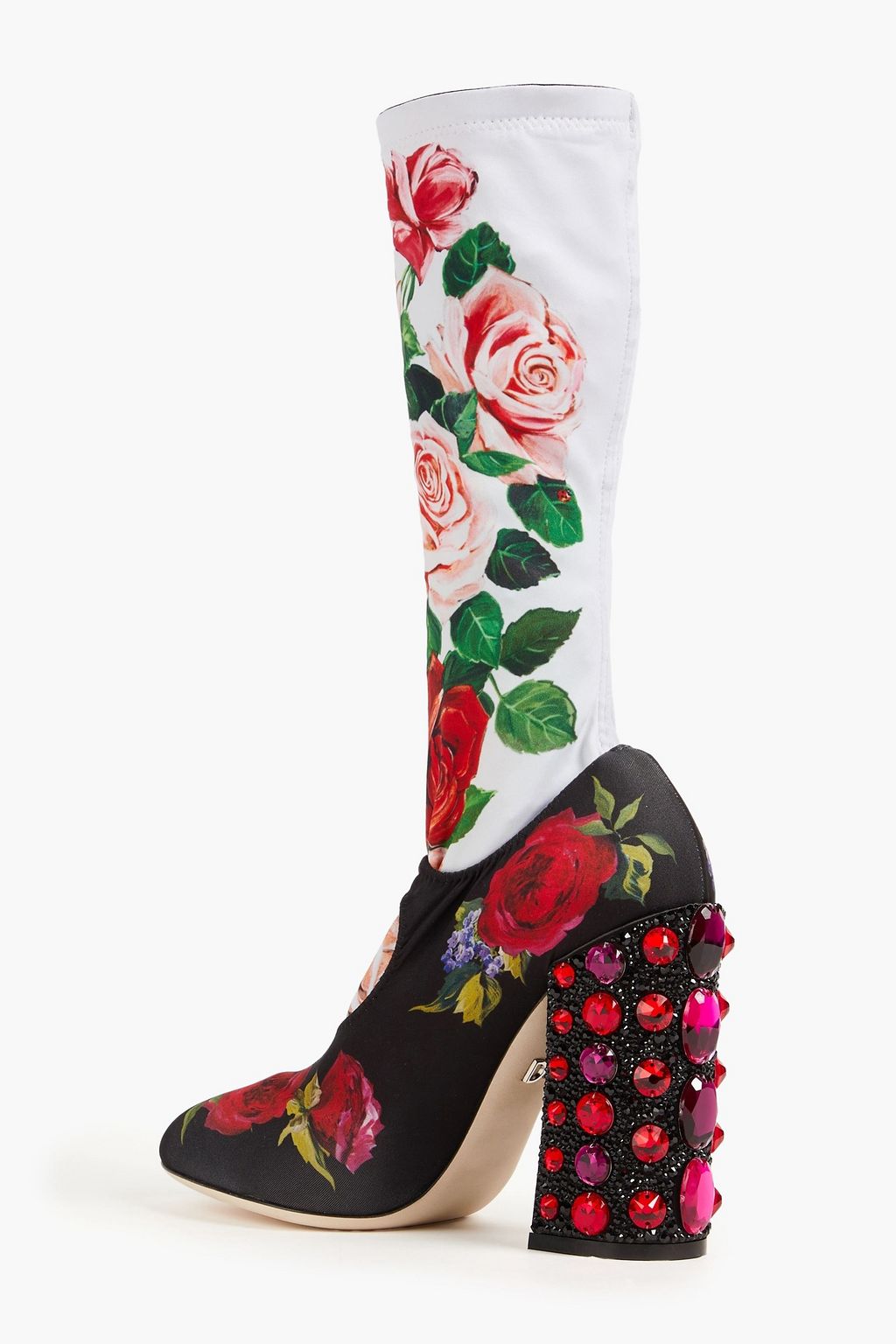 DOLCE&GABBANA حذاء بوت بتصميم جوارب من الجيرسي ومزين بطبعة الأزهار
