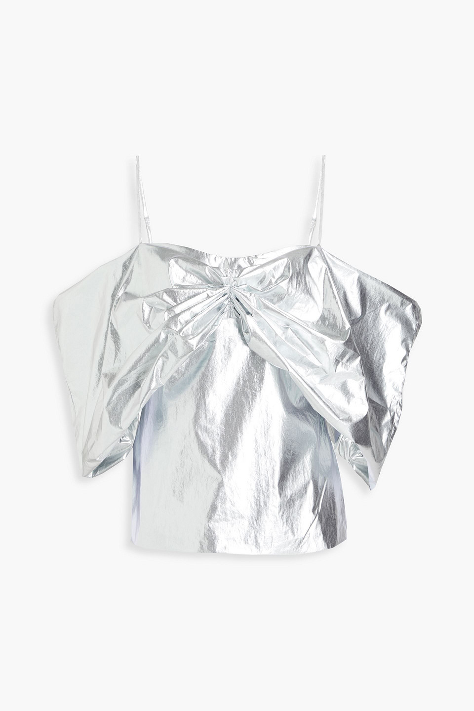 Rejina Pyo Lou Off-shoulder Metallic Blouse In Silver