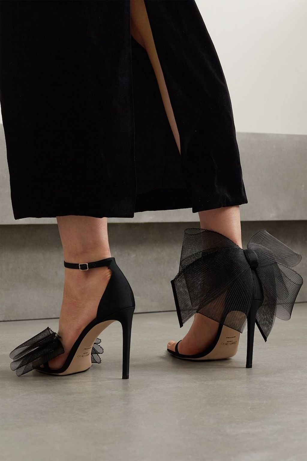 JIMMY CHOO Aveline 100 bow-embellished grosgrain sandals