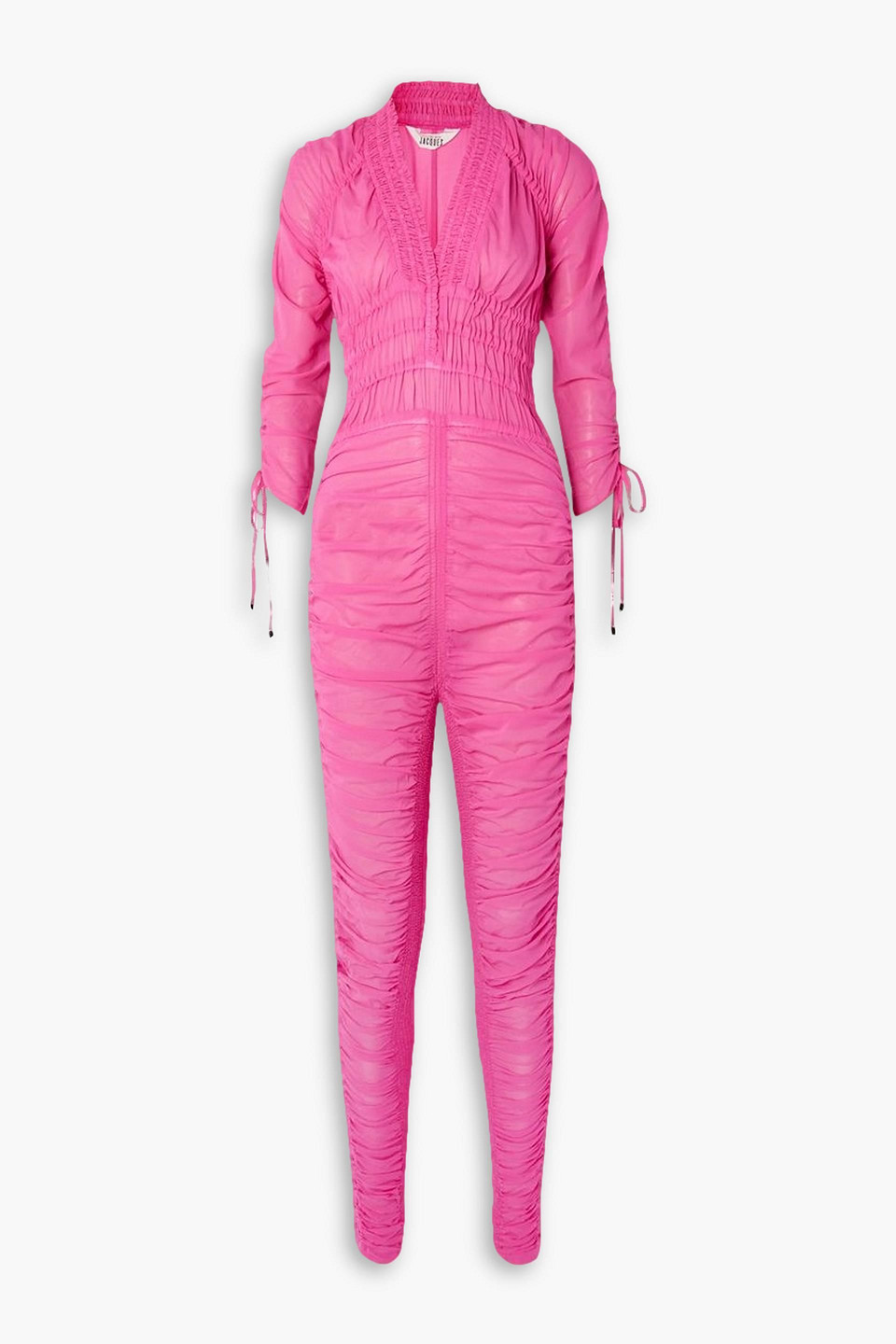 SLEEPING WITH JACQUES CHANTI RUCHED STRETCH-SILK CHIFFON JUMPSUIT