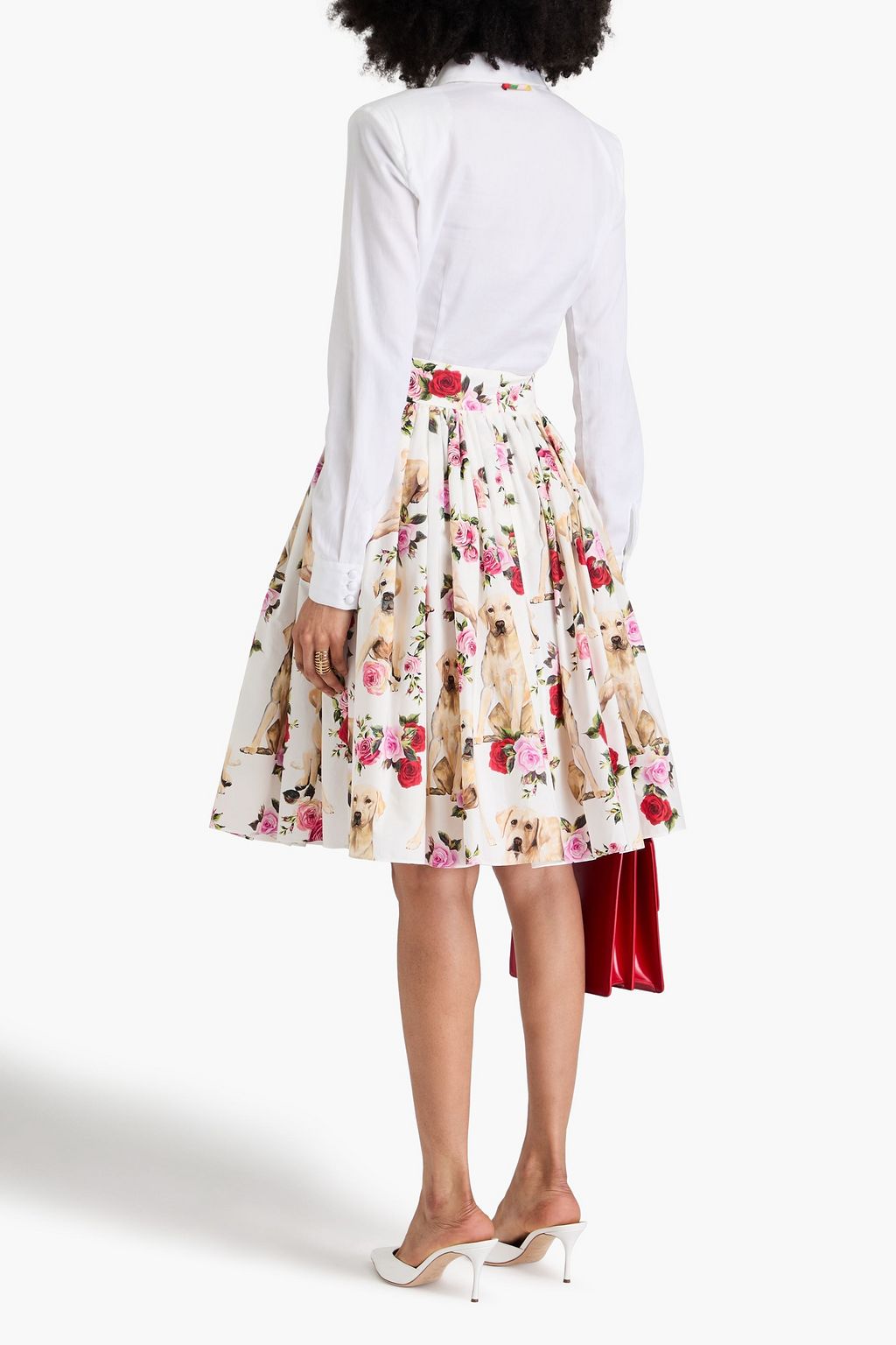 DOLCE&GABBANA コットンポプリン スカート プリーツ&プリント入り