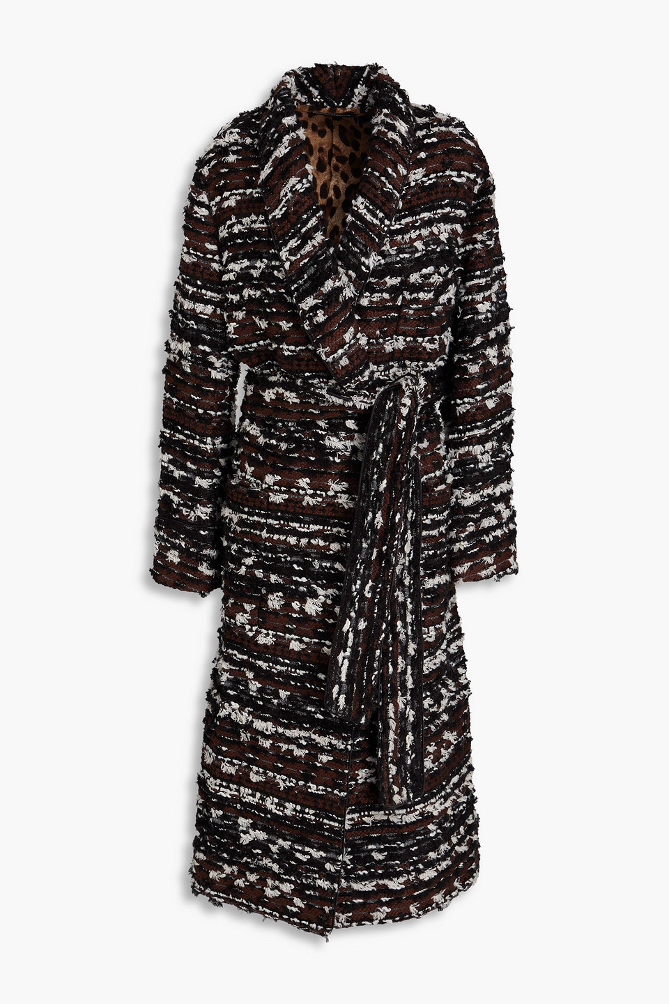 Dolce & Gabbana Belted Tweed Coat In Black