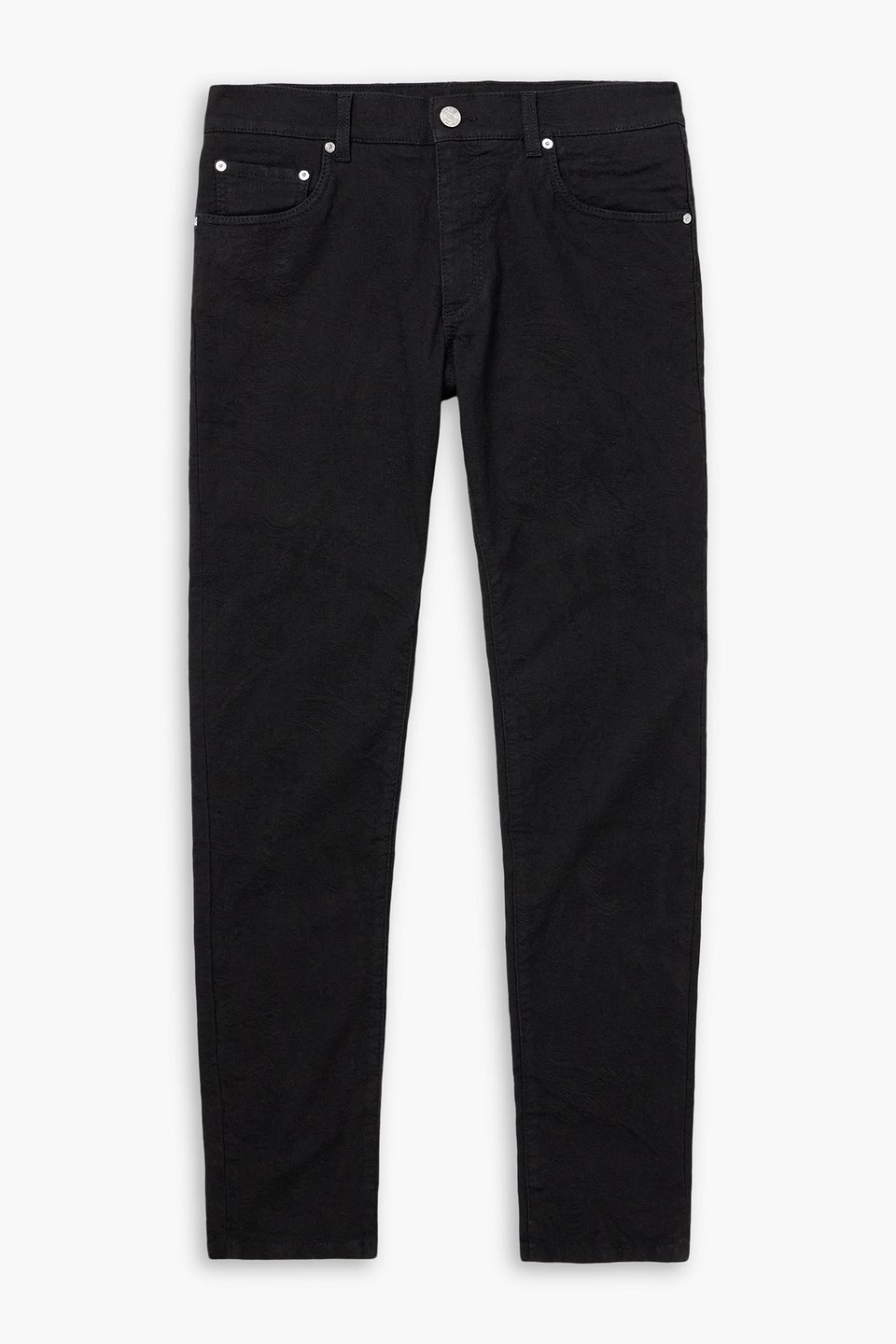etro - slim-fit paisley-jacquard cotton-blend pants - black - 34