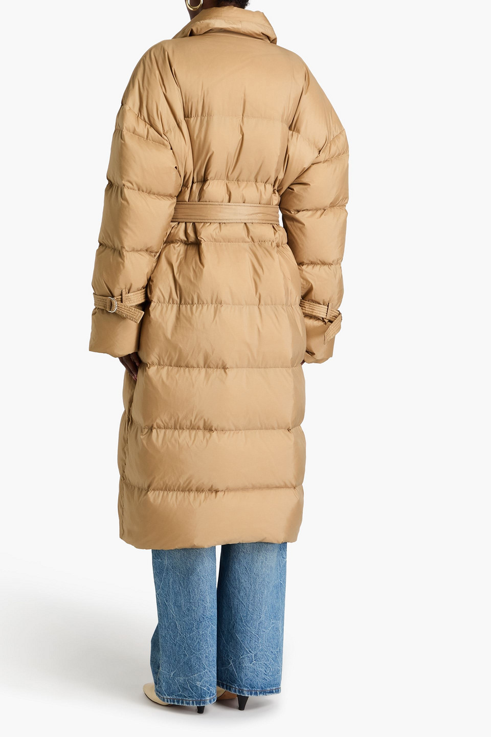 Shop Iro Etania Quilted Belted Shell Down Coat In Sand