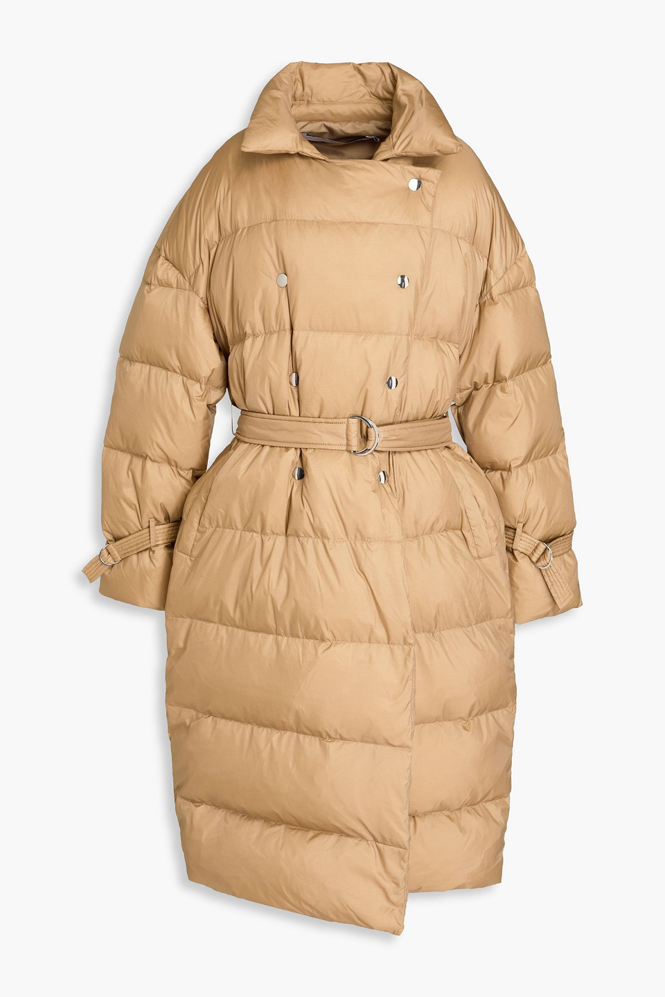 Iro Etania Quilted Belted Shell Down Coat In Sand