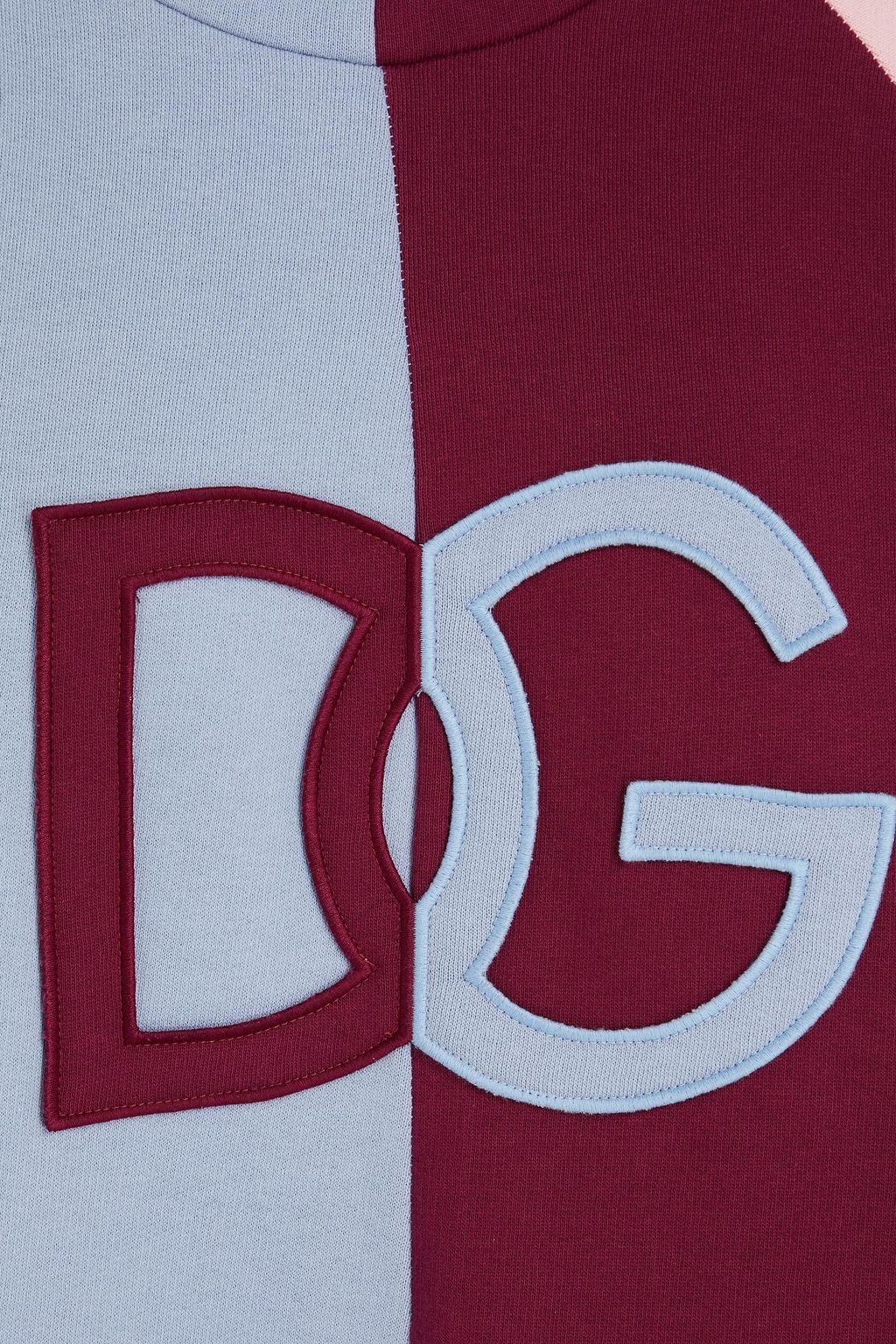 DOLCE&GABBANA 아플리케 디테일 컬러블록 코튼 플리스 스웻셔츠