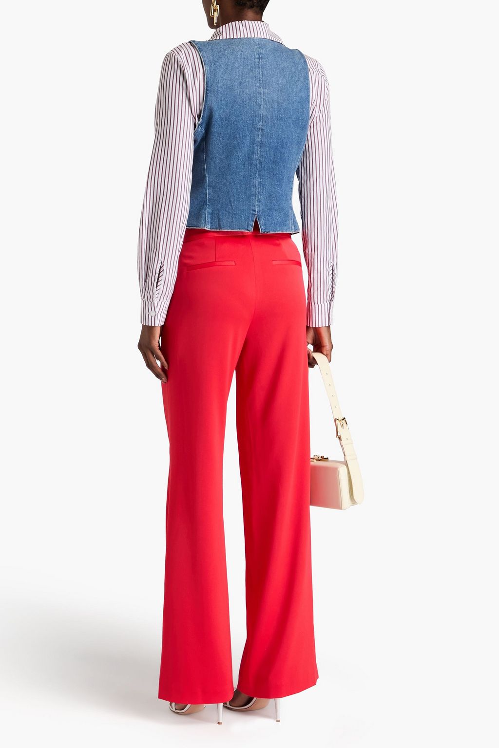 ALICE + OLIVIA بنطال بأرجل واسعة من ساتان كريب