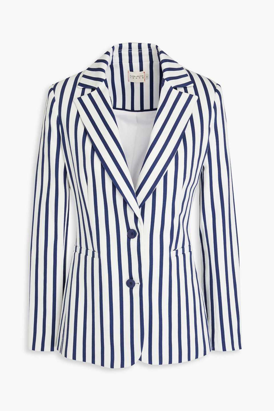 ALICE AND OLIVIA BREANN STRIPED COTTON-BLEND TWILL BLAZER