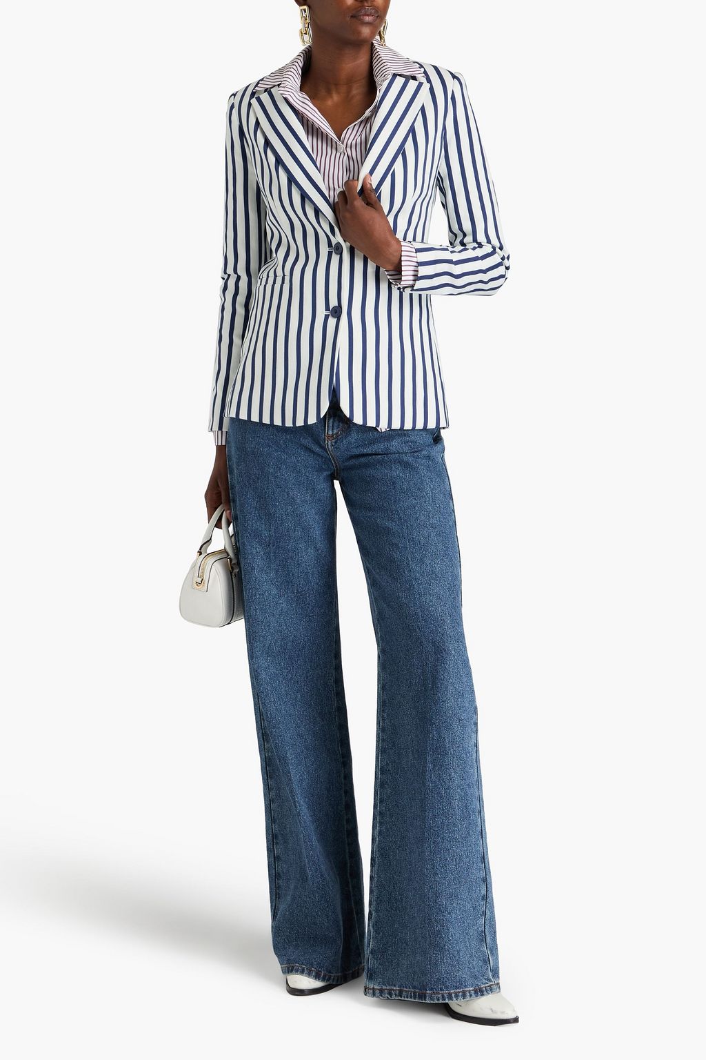 ALICE + OLIVIA JEANS コットン混ツイル ブレザー ストライプ