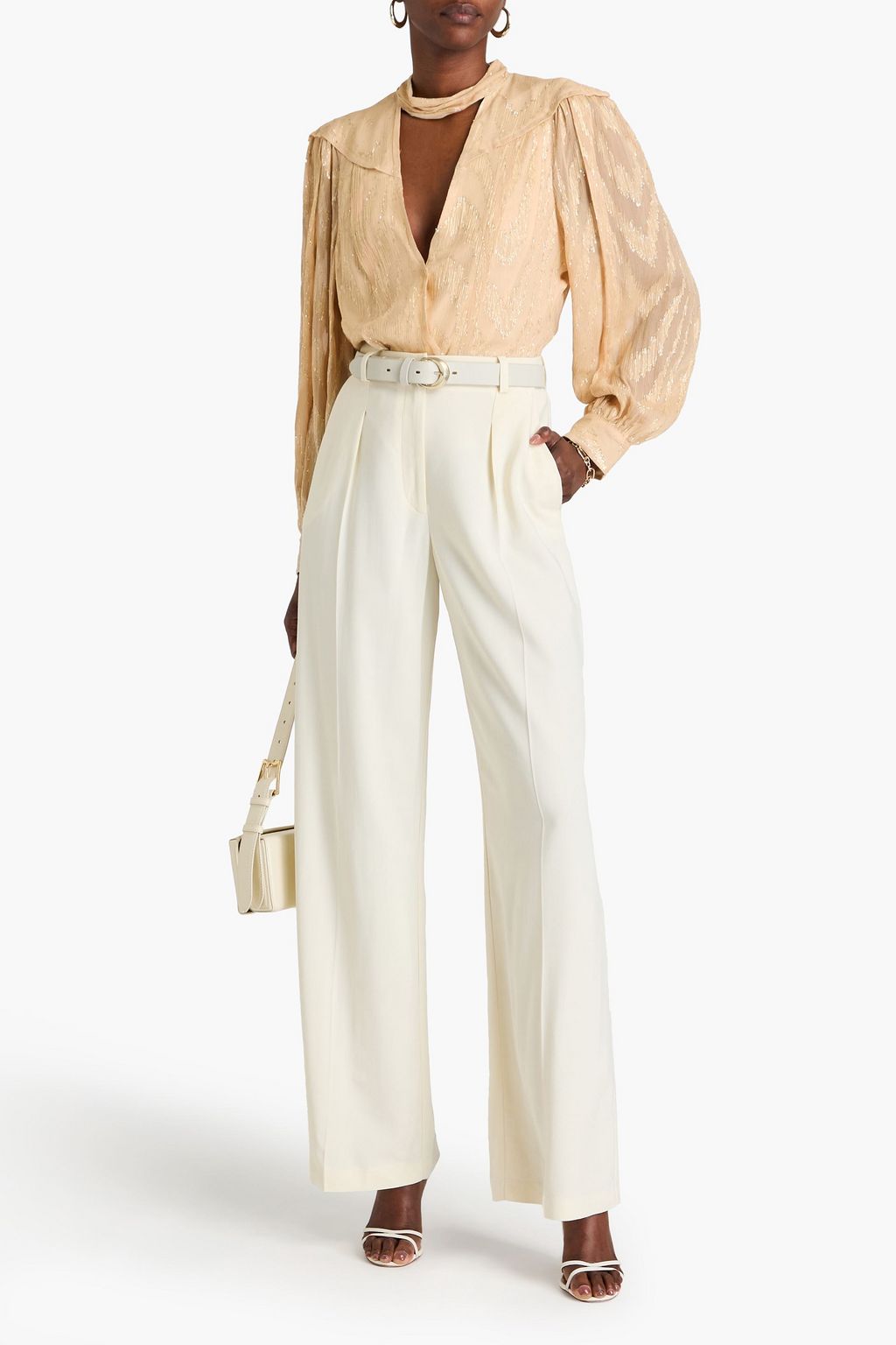 IRO Lila metallic fil coupé silk-georgette blouse