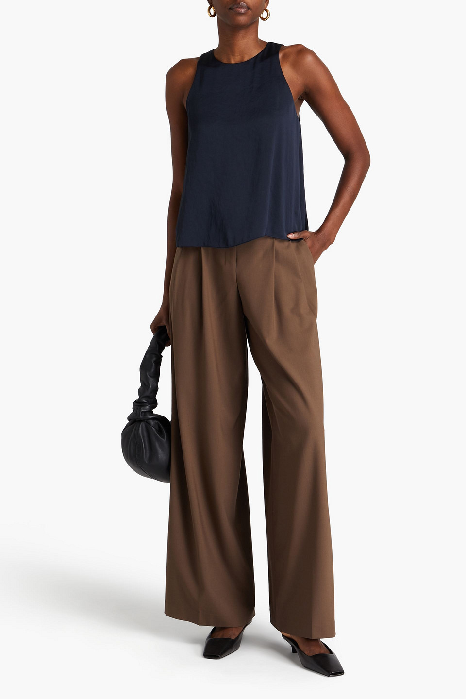 Theory Satin Top In Navy