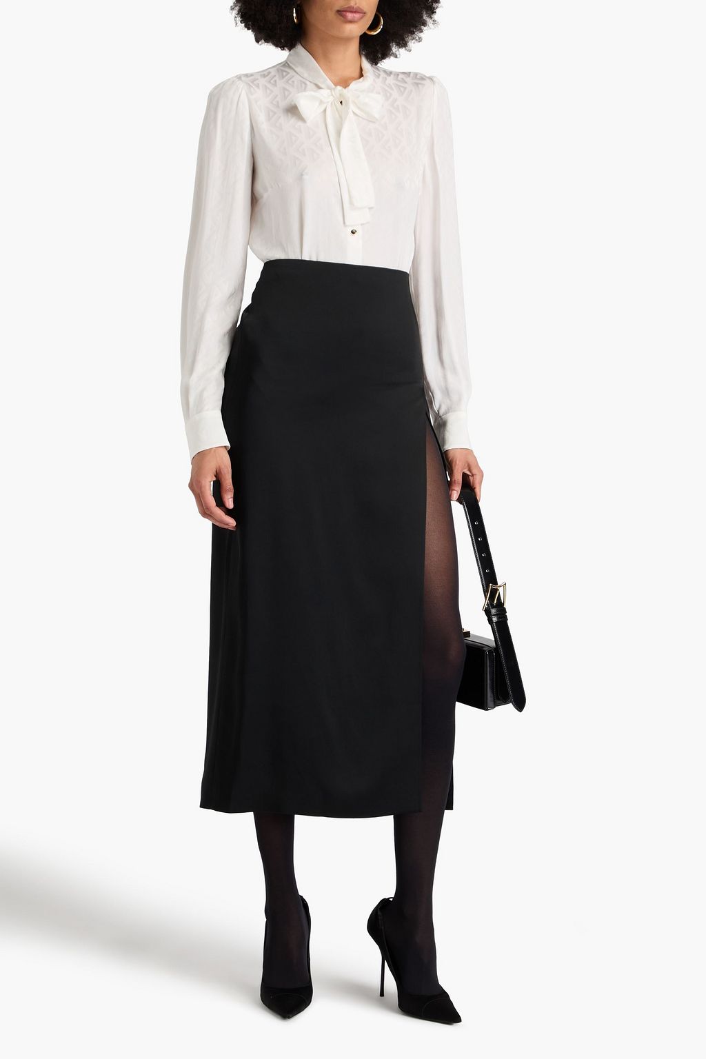 DOLCE&GABBANA Pussy-bow silk-jacquard shirt