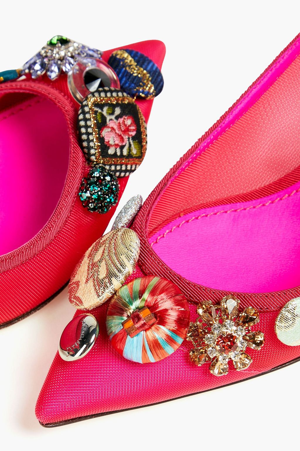 DOLCE&GABBANA حذاء بامب بحزام خلفي من التول مزيّنة بالكريستال