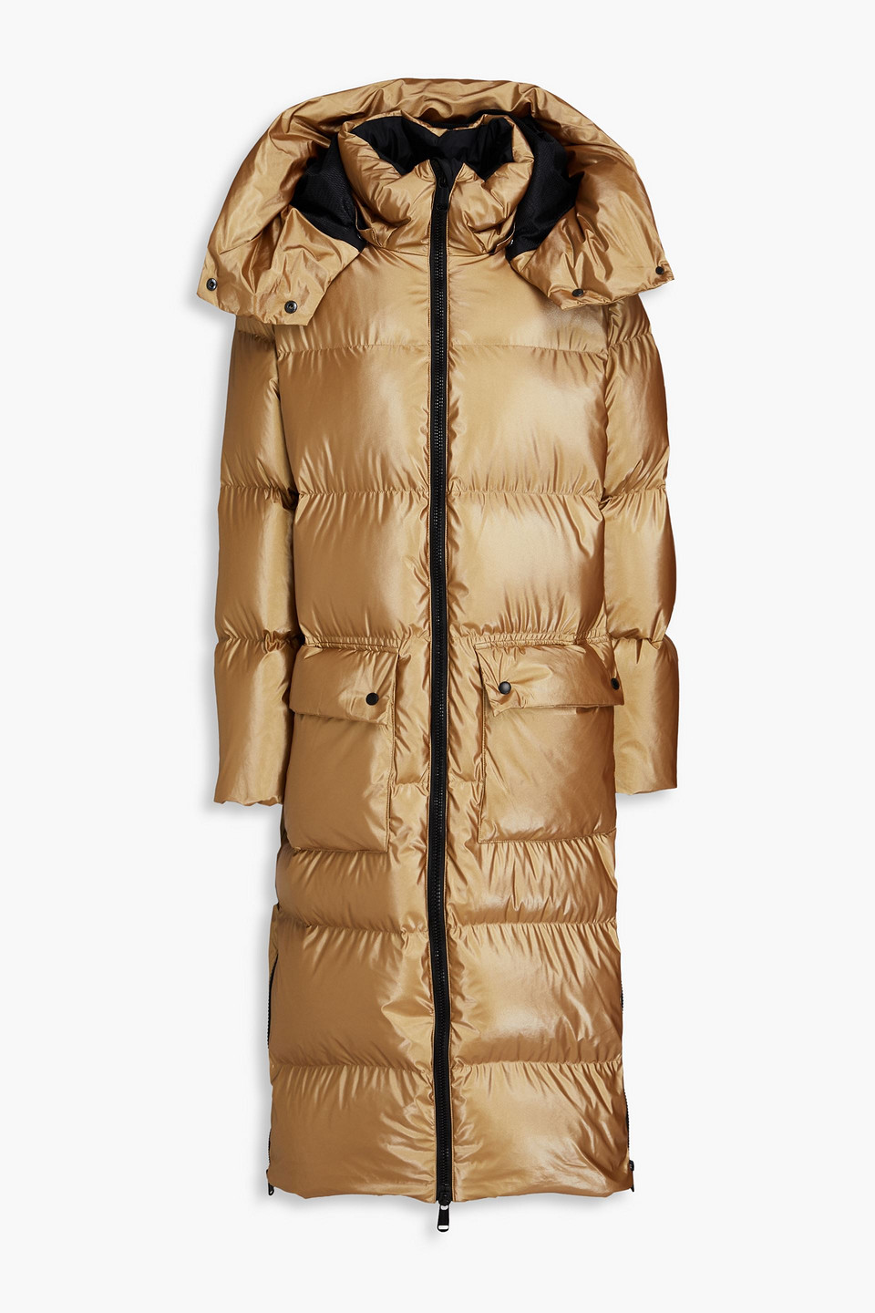 Goldbergh Coated Quilted Shell Coat In Gold