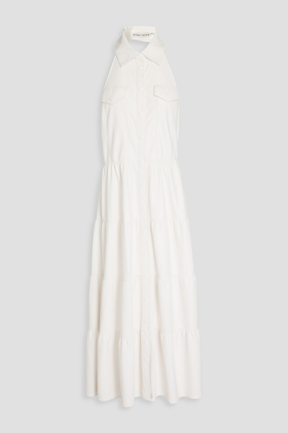 Miranda tiered halterneck midi dress