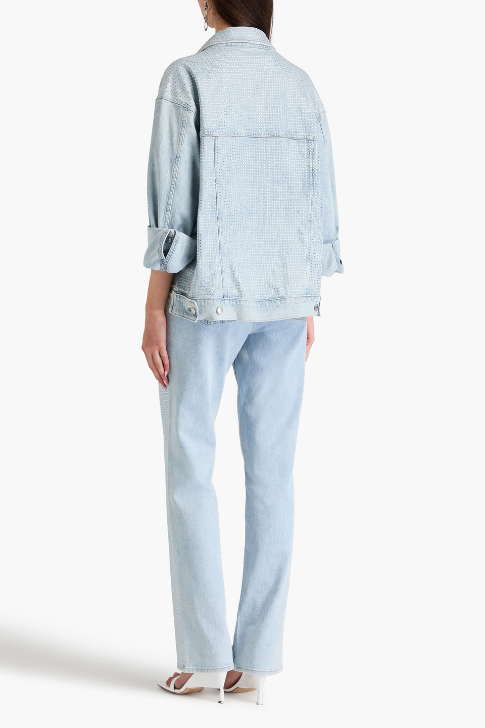 Simkhai Lambert Crystal-embellished Denim Jacket In Light Denim