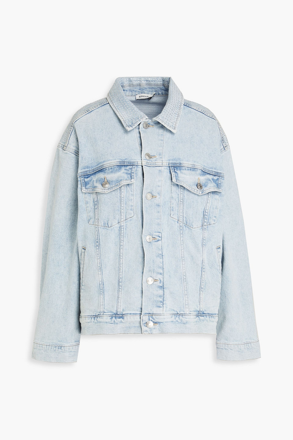 Simkhai Lambert Crystal-embellished Denim Jacket In Light Denim