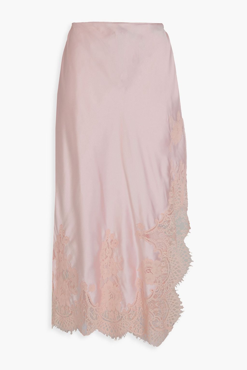 ALICE OLIVIA Lace paneled satin midi skirt THE OUTNET