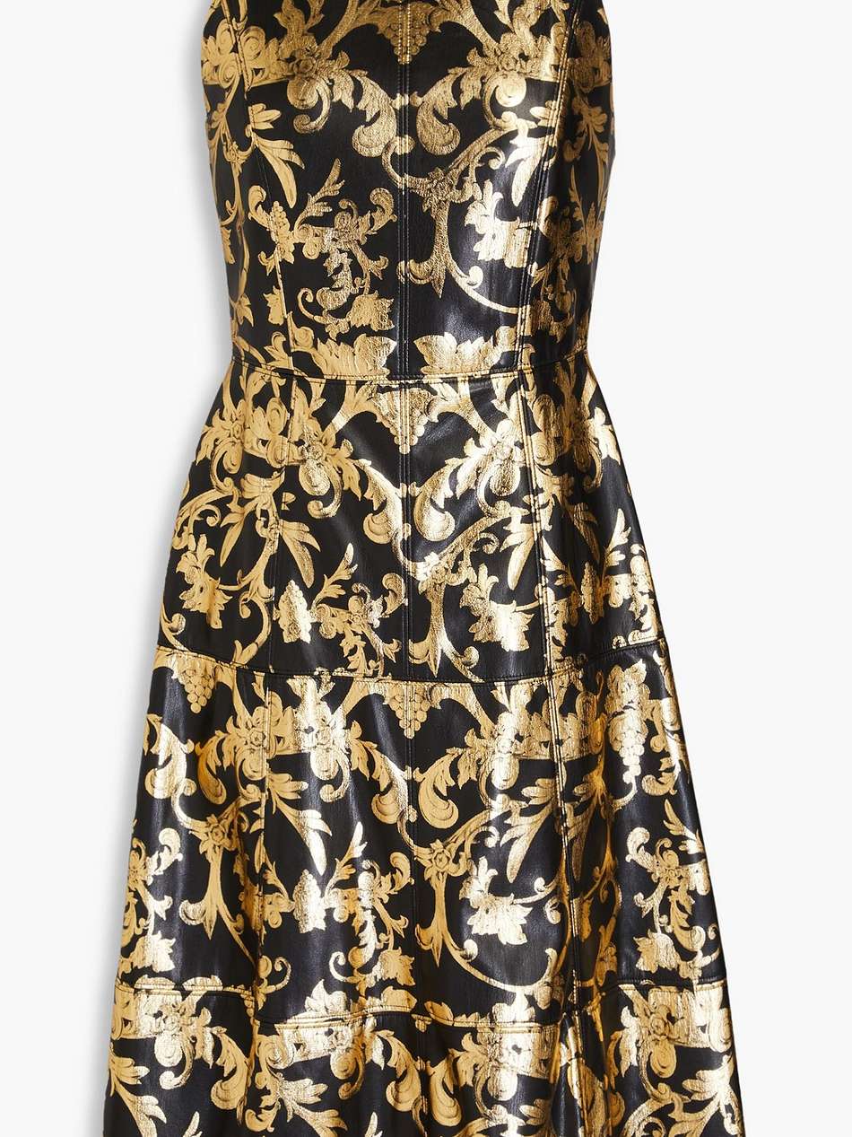 printed metallic faux leather dress