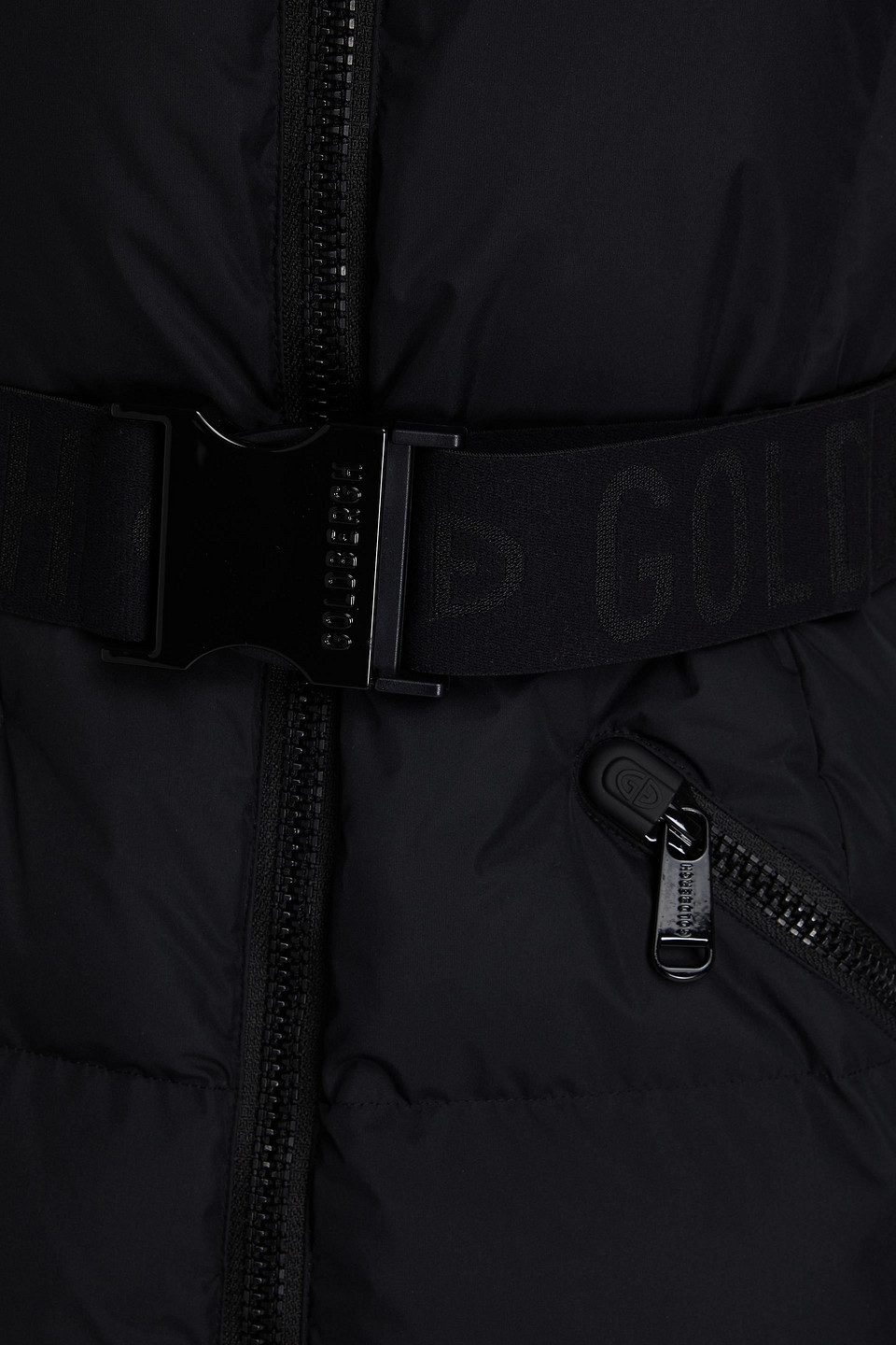Shop Goldbergh Mae Belted Quilted Shell Hooded Down Vest In Black