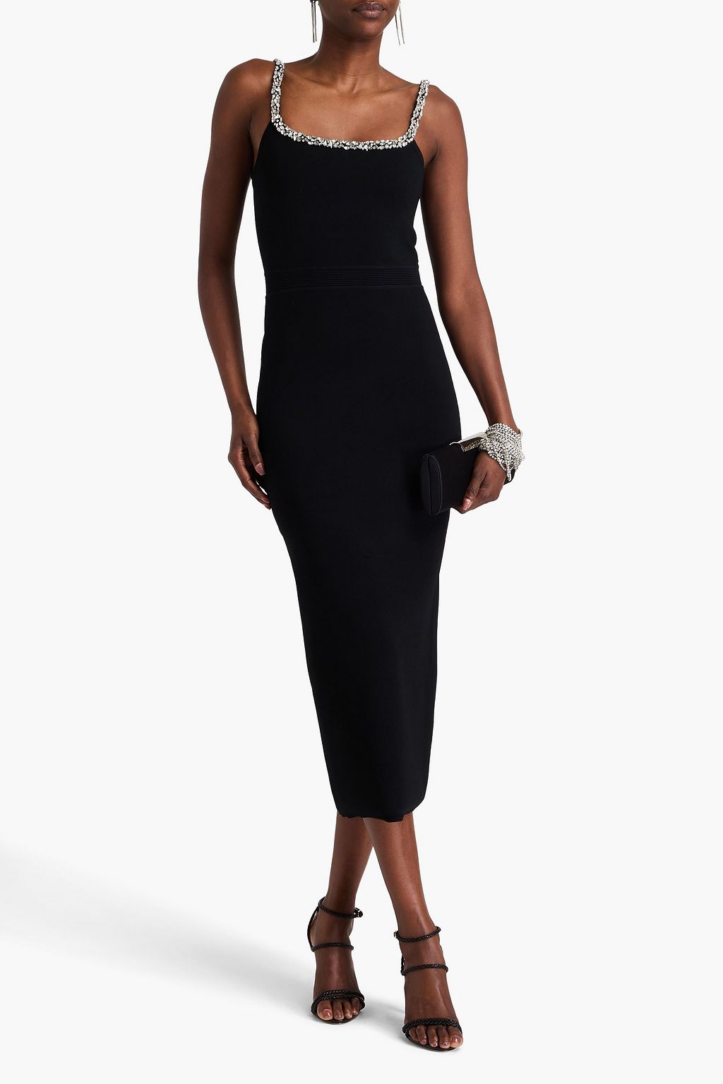 SIMKHAI Marci crystal-embellished stretch-knit midi dress