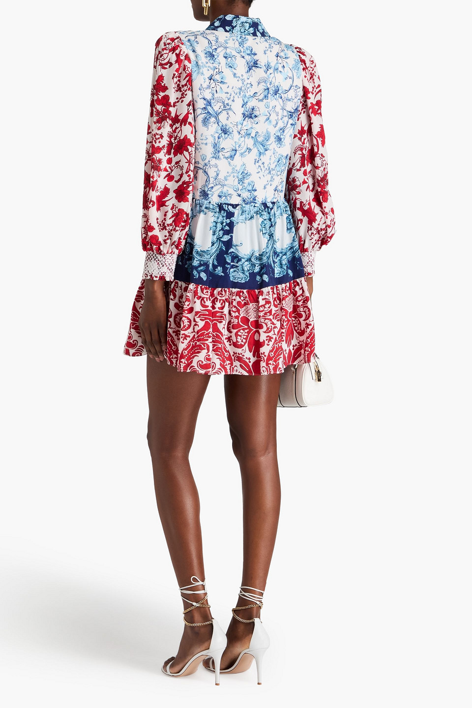 Alice And Olivia Womens Floral Print Polyester Mini Dress In Light Blue