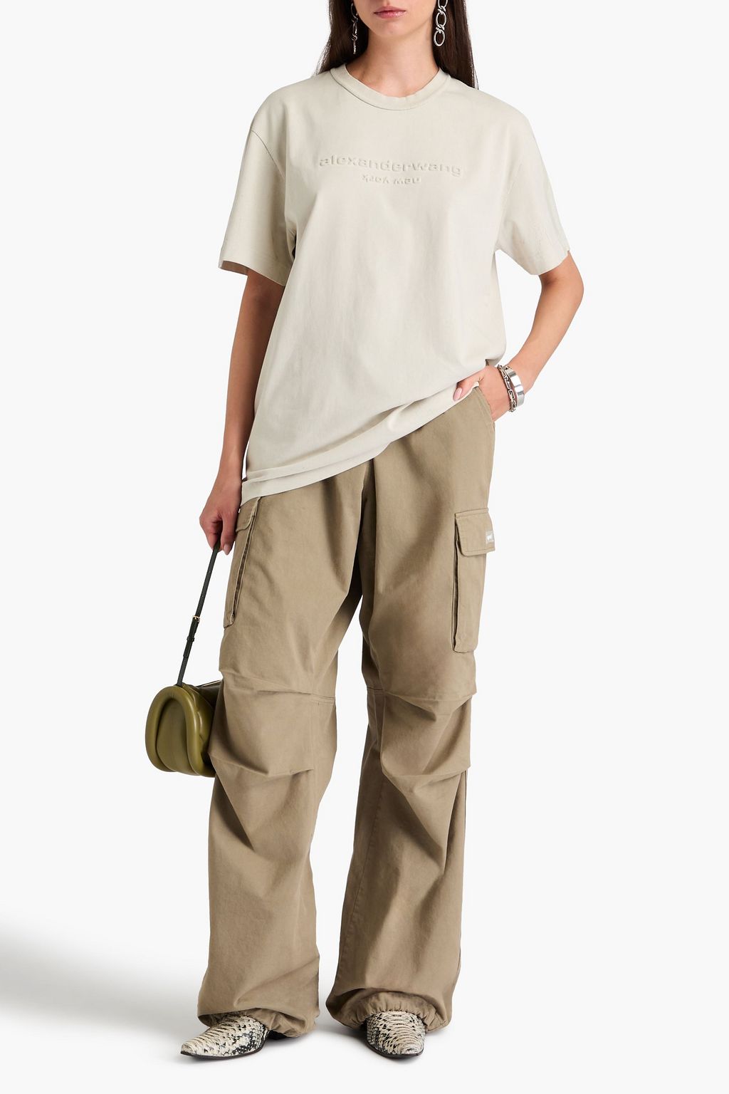 ALEXANDER WANG تي شيرت من قطن جيرسي مزين برقعة زخرفية