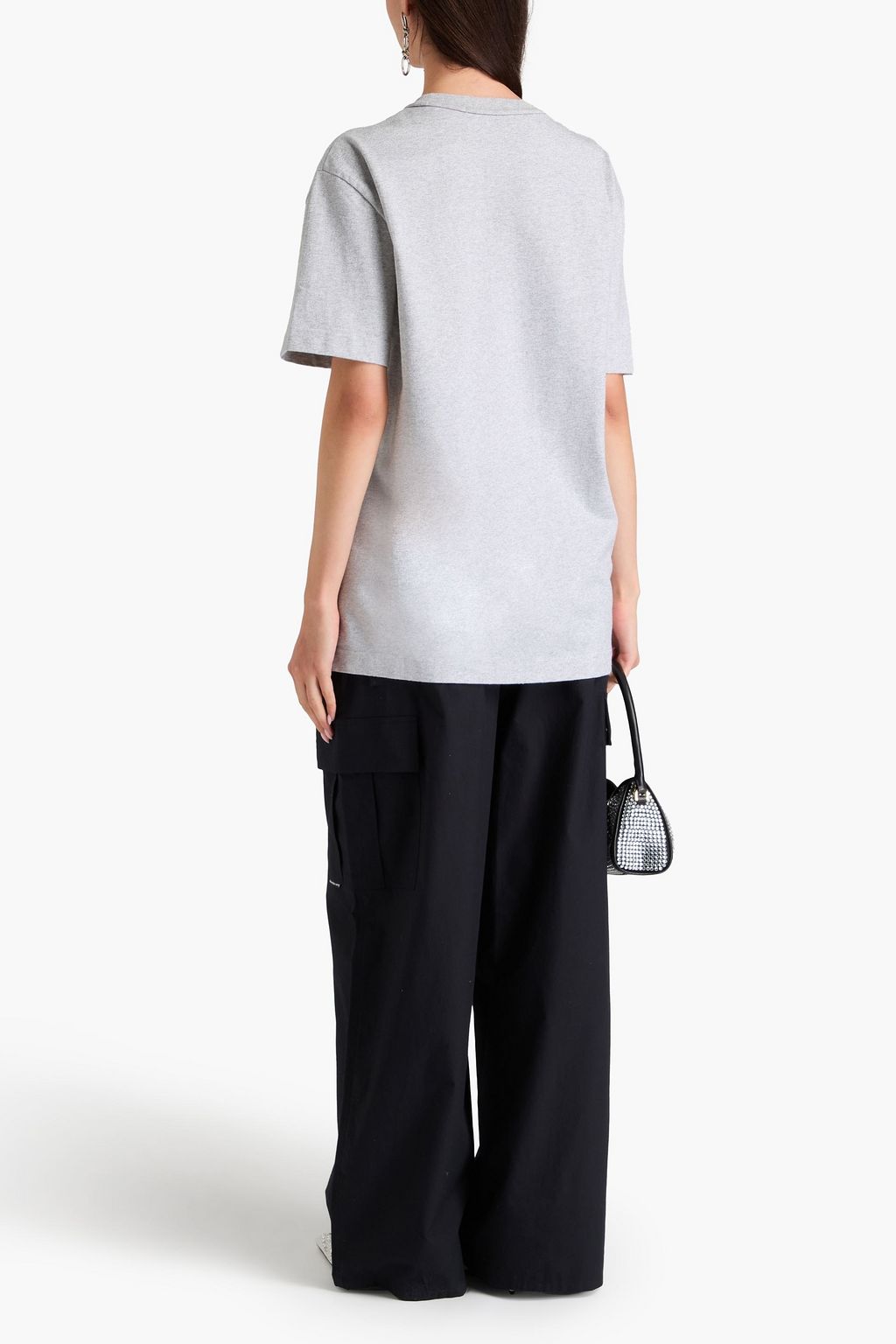 ALEXANDER WANG 아플리케 & 글리터 장식 코튼 저지 티셔츠